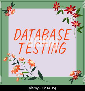 Datenbanktests mit konzeptionellem Titel. Das Konzeptfoto umfasst die vom Internet aus der Datenbank abgerufenen Werte Stockfoto