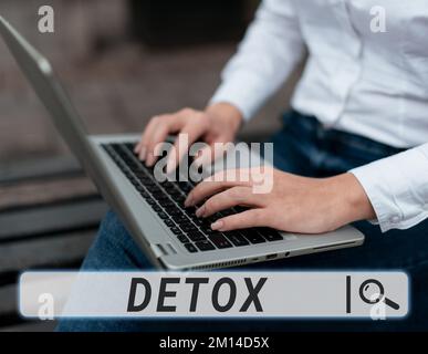 Text zeigt Inspiration Detox. Business Approach Moment für Diät Ernährung Gesundheit Suchtbehandlung Reinigung Stockfoto