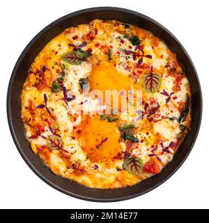Pfanne mit Shakshuka-Gericht aus dem Nahen Osten Stockfoto