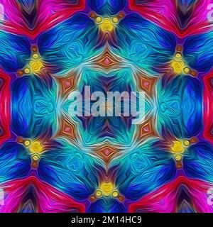 Magische mystische Mandala. Esoterisches geometrisches Fraktal. Kaleidoskopischer Hintergrund Stockfoto