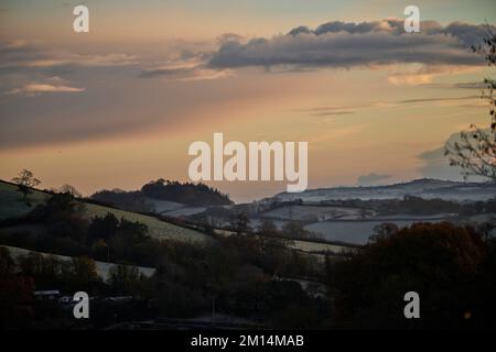 Farlacombe Farm, Bickington, Newton Abbot, Vereinigtes Königreich, 10. 2022 Uhr, Frosty Morning auf den Feldern auf der Farlacombe Farm, bei Newton Abbot. Kredit: Will Tudor/Alamy Live News Stockfoto