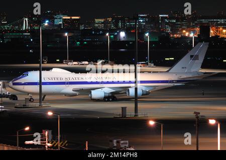 Tokio, Japan - 13. Januar 2011: US Air Force Boeing E-4B Nightwatch NEACP (National Emergency Airborne Command Post). Stockfoto