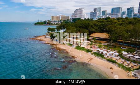 Pattaya Thailand 2022. Dezember, Blick auf die Drohne im Café-Restaurant, Oase am Strand von Oxygen in Pattaya Thailand. Stockfoto