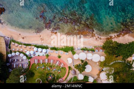 Pattaya Thailand 2022. Dezember, Blick auf die Drohne im Café-Restaurant, Oase am Strand von Oxygen in Pattaya Thailand. Stockfoto