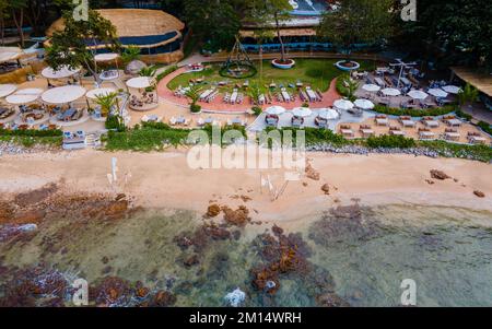 Pattaya Thailand 2022. Dezember, Blick auf die Drohne im Café-Restaurant, Oase am Strand von Oxygen in Pattaya Thailand. Stockfoto
