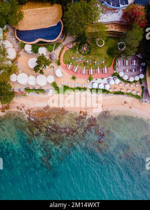 Pattaya Thailand 2022. Dezember, Blick auf die Drohne im Café-Restaurant, Oase am Strand von Oxygen in Pattaya Thailand. Stockfoto