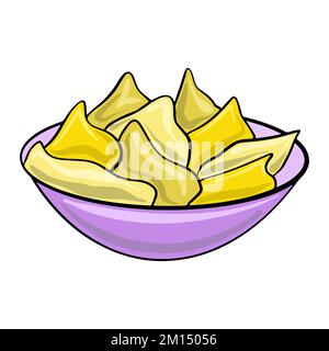 Traditionelles mexikanisches Gericht Nachos im flachen Cartoon-Stil. Stock Vektor