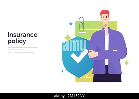 Vektordarstellung zu einem Thema der Versicherungs- und Schutzleistung Stock Vektor