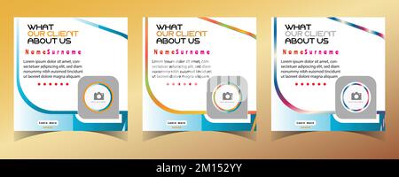 Moderne und kreative Kundenreferenz Social Media Post-Design Bewertung des Kundenservice Stock Vektor