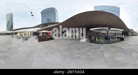 360 Grad Panorama Ansicht von Mailand Lombardei Italien. Einkaufsviertel Citylife