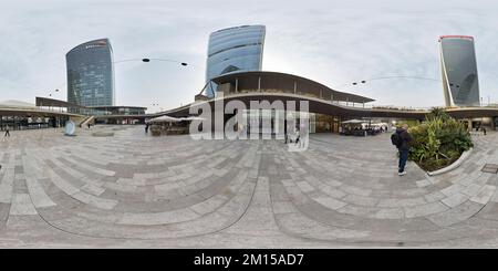 360 Grad Panorama Ansicht von Mailand Lombardei Italien. Einkaufsviertel Citylife