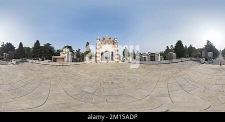 360 Grad Panorama Ansicht von Mailand Lombardei Italien. Monumentaler Friedhof, entworfen von Carlo Maciachini