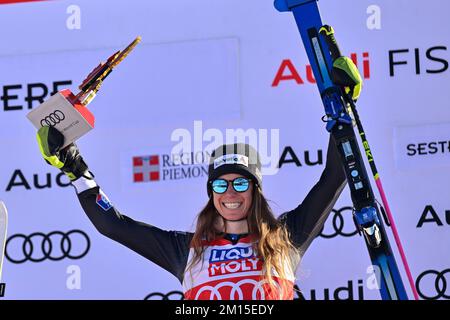 Sestriere, Italien. 10.. Dezember 2022. u während der Weltmeisterschaft - Damen Riesenwettlauf Slalom, Alpenski in Sestriere, Italien, Dezember 10 2022 Kredit: Independent Photo Agency/Alamy Live News Stockfoto