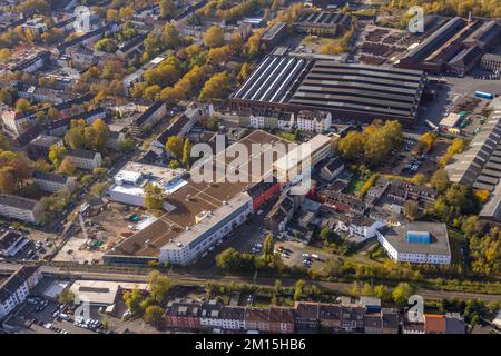 Luftaufnahme, Bochum Clubhalle sowie Rotlichtviertel Rotlaterne in Kruppwerke Bezirk in Bochum, Ruhrgebiet, Nordrhein-Westfalen, Deutschland, Stockfoto