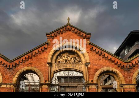 Fassade des ehemaligen Großhandels-Fischmarkts, Northern Quarter Manchester Stockfoto