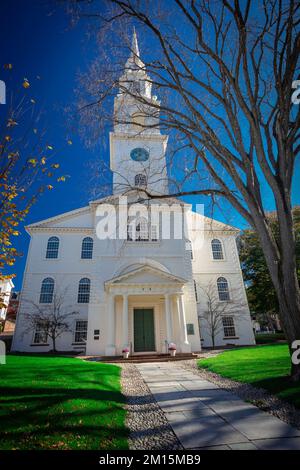 Die erste Baptistenkirche Amerikas an einem späten Herbsttag in Providence, RI Stockfoto