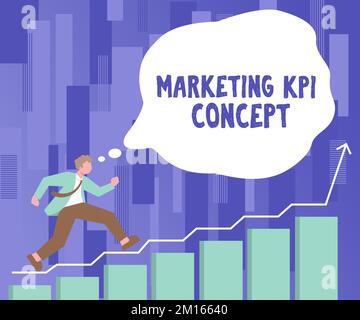 Texttitel zur Darstellung des Marketing-KPI-Konzepts. Geschäftsansatz Messen Sie die Effizienz von Kampagnen in Marketingkanälen Stockfoto