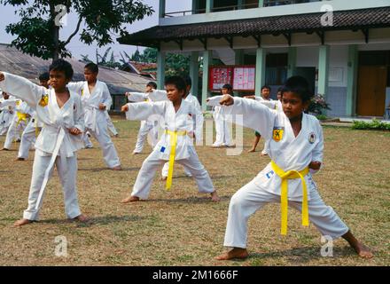 Bogor Indonesien Pergurnan Karate Schulpraxis Stockfoto