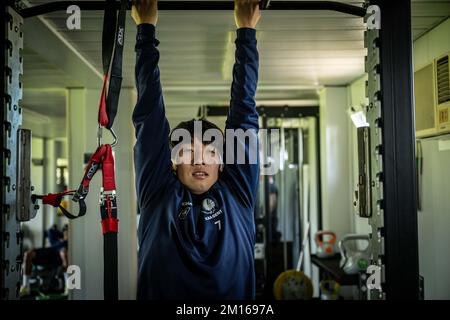 Hyunseok Hong von Gent wurde während eines Trainings im Wintertrainingslager der belgischen Fußballmannschaft KAA Gent in Oliva, Spanien, am Samstag, den 10. Dezember 2022 gezeigt. BELGA FOTO LUC CLAESSEN Stockfoto