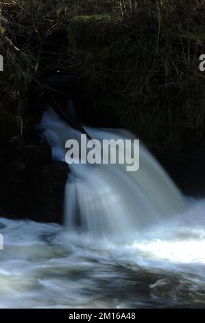 Wehr in der Afon Mellte in der Nähe der alten Gunpowder Werke, Pontneddfechan. Stockfoto