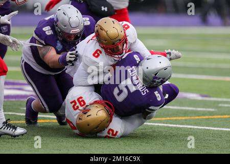 Okt. 31 2022, London, Ontario, Kanada. Laval Rouge oder besiege die Western Mustangs 27-20, um den Mitchell Bowl zu gewinnen. Keon Edwards von den westlichen Mustangs Stockfoto