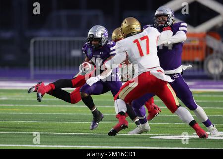 Okt. 31 2022, London, Ontario, Kanada. Laval Rouge oder besiege die Western Mustangs 27-20, um den Mitchell Bowl zu gewinnen. Savaughn Magnaye-Jones (13) des W Stockfoto