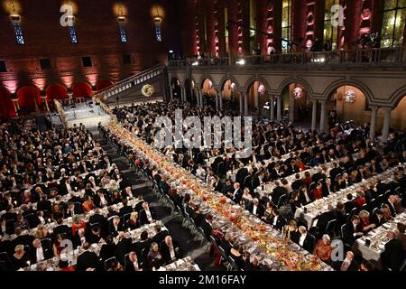 Stockholm, Schweden. 10.. Dezember 2022. Das Nobelpreis-Bankett im Rathaus in Stockholm, Schweden, Samstag, den 10. Dezember 2022. Foto: Jonas Ekstromer / TT / 10030 Kredit: TT News Agency/Alamy Live News Stockfoto