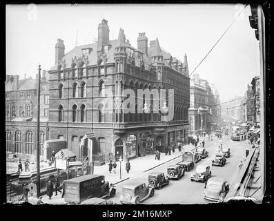Digitalisierte Archivkopie eines originalen Glasnegativs aus New Street, Birmingham. Geburtsdatum: 1930er. Stockfoto