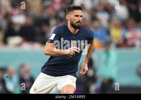 Al-Khor, Katar. Am 10. Dezember 2022 spielte Olivier Giroud von Frankreich während des FIFA-Weltmeisterschaftsspiels 2022 in Katar, Quartalsfinale, zwischen England und Frankreich, am 10. Dezember 2022 im Al Bayt Stadium in Al Khor, Katar. (Foto: Bagu Blanco / PRESSIN) Kredit: PRESSINPHOTO SPORTAGENTUR/Alamy Live News Stockfoto