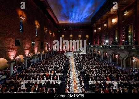 Stockholm, Schweden. 10.. Dezember 2022. Nobelpreis-Bankett im Rathaus in Stockholm, Schweden, Samstag, 10. Dezember 2022.Foto: Pontus Lundahl / TT / 10050 Kredit: TT News Agency/Alamy Live News Stockfoto