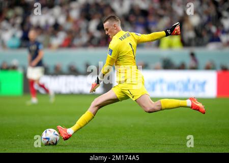 Englischer Torwart Jordan Pickford während des Viertelfinalspiels der FIFA-Weltmeisterschaft im Al Bayt Stadium in Al Khor, Katar. Foto: Samstag, 10. Dezember 2022. Stockfoto