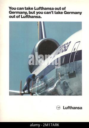 Werbung im Lufthansa-Vintage-Magazin Stockfoto