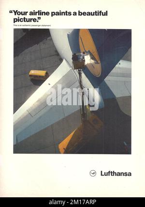 Werbung im Lufthansa-Vintage-Magazin Stockfoto