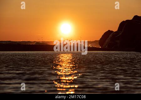 Lighhouse Creek Sunset in New Buffalo, Michigan Stockfoto