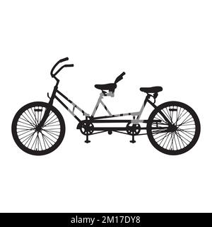 Vektordarstellung der Tandemfahrrad-Silhouette Stock Vektor