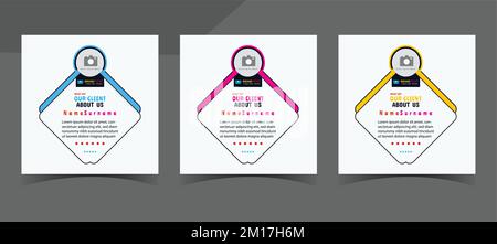 Moderne und kreative Kundenreferenz Social Media Post-Design Bewertung des Kundenservice Stock Vektor