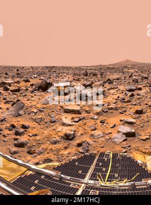 Pathfinder auf dem Mars. Roboter, der den Planeten Mars erforscht. Elemente dieses Bildes werden von der NASA bereitgestellt Stockfoto