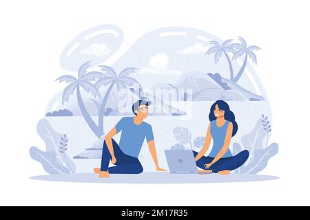 Temporäre Migrationsmetaphern. Nomad Lebensstil, ländliche und saisonale Migration. Urlaub Tourismus. Ort der Besiedlung ändern, an neue Orte umziehen Stock Vektor