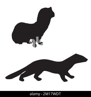Vektordarstellung der Wiesel-Silhouette Stock Vektor