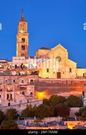 Kathedrale in der mittelalterlichen Altstadt, Sassi di Matera, Matera, Provinz Basilicata, Italien, Europa Stockfoto