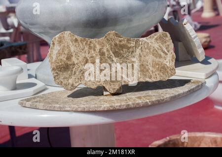 Karte der Türkei Schnitt auf Marmor Stein beschrieben Stockfoto