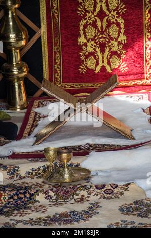 Osmanisches, türkisches Rednerpult aus Holz Stockfoto