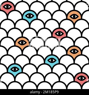 Die Meerjungfrau skaliert nahtlos ein Mädchenmuster mit Kreisen Stock Vektor