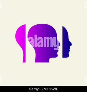 Schizophrenie, spaltendes Logo. Symbol für psychische Störung Stock Vektor