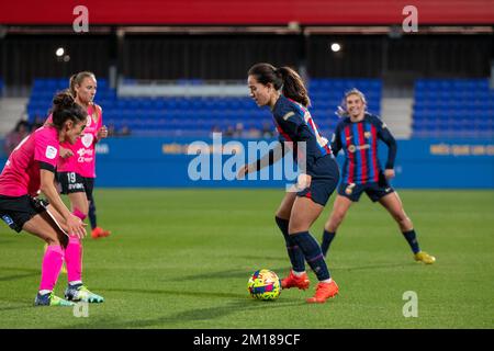 Barcelona, Spanien. 10.. Dezember 2022. Barcelona, Spanien, 10.. Dezember 2022: Während des Finetwork Liga F-Spiels zwischen dem FC Barcelona Femeni und Alhama CF El Pozo im Estadi Johan Cruyff in Barcelona, Spanien (Unnati Naidu/SPP). Kredit: SPP Sport Press Photo. Alamy Live News Stockfoto