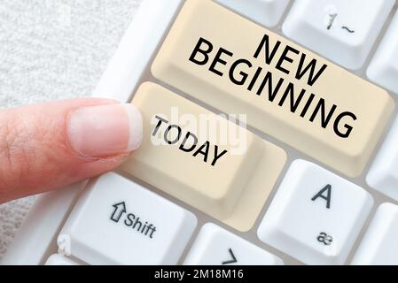 Handschriftlicher Text Neuer Anfang. Geschäftsidee andere Karriere oder Unternehmung Neuanfang Neuanfang Erneuerung Stockfoto