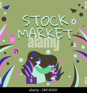 Konzeptionelle Darstellung des Aktienmarktes. Konzeptfoto bestimmter Markt, in dem Aktien und Anleihen gehandelt oder ausgekauft werden Stockfoto