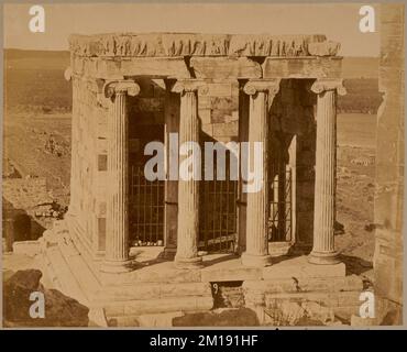 Tempel des flügellosen Sieges, griechische Tempel, archäologische Stätten, Tempel der Athene Nike Athens, Griechenland. Nicholas Catsimpoolas Kollektion Stockfoto