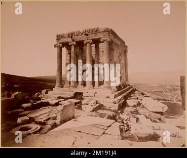 Tempel des flügellosen Sieges, griechische Tempel, archäologische Stätten, Tempel der Athene Nike Athens, Griechenland. Nicholas Catsimpoolas Kollektion Stockfoto