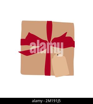Weihnachtsgeschenk, Geschenkbox in Kraftverpackung Stock Vektor
